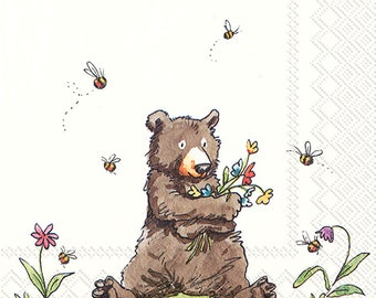 Honey Bear Bee IHR Paper Table Napkins 33 cm square 3 ply lunch napkins