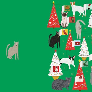 Fabulous Felines Cats adventskalenderkaart met envelop 170 x 120 mm Roger la Borde 24 kleine deurtjes om te openen