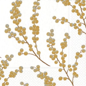 Caspari Berry rami oro bianco di Karen Fjord Kjaersgaard Christmas Paper Table Tovaglioli 33 cm quadrati 3 strati