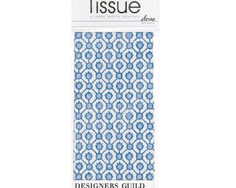 JAAL Blue Designers Guild Blue Tissue Deva Tissue Wrapping Paper 4 sheets 50 x 70 cm gently folded