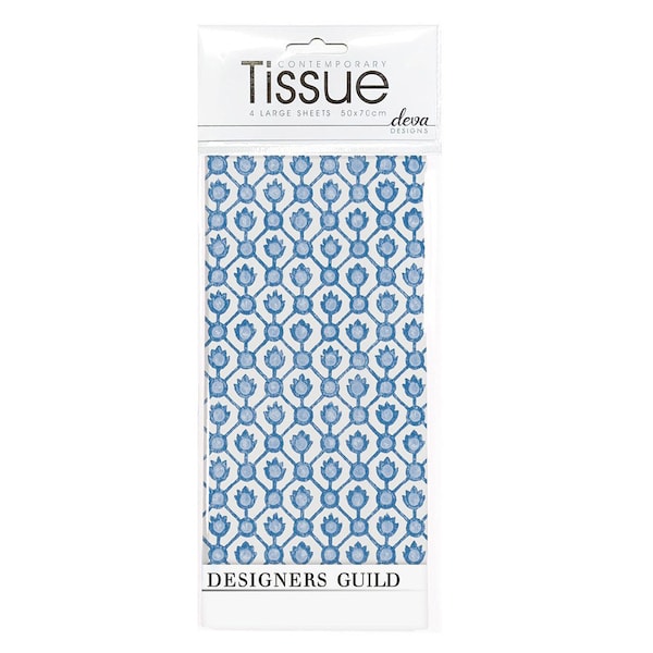 JAAL Blue Designers Guild Blue Tissue Deva Tissue Wrapping Paper 4 sheets 50 x 70 cm gently folded