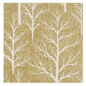 Tovaglioli di carta da tavola Winter Trees Gold White Christmas Caspari, quadrati da 33 cm, 3 veli, tovaglioli da pranzo