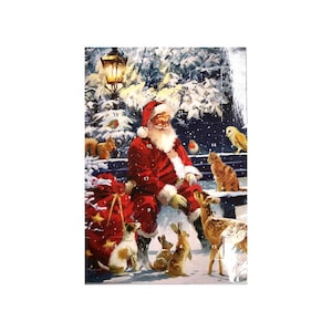 Weihnachtsmann mit Hirsch Adventskalender Karte 175 x 120 mm Caltime mit Umschlag und 24 Türchen zum Öffnen