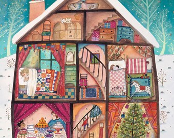 Little House Roger La Borde Flat Advent Calendar 380 x 270 mm Gold Foil