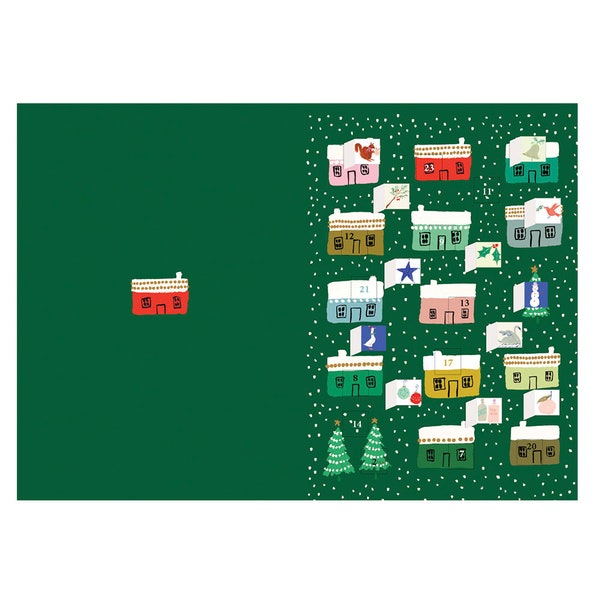 Houses Little House Advent Calendar Card with envelope 170 x 120mm Roger la Borde 24 little doors to open