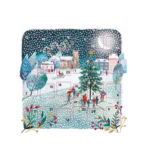 Zingen rond de boom Ling adventskaart 159 x 159 mm met envelop en 24 kleine deurtjes om te openen