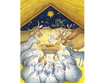 Nativity with Animals by Clare Mackie Caspari Advent Calendar 21 x 30cm