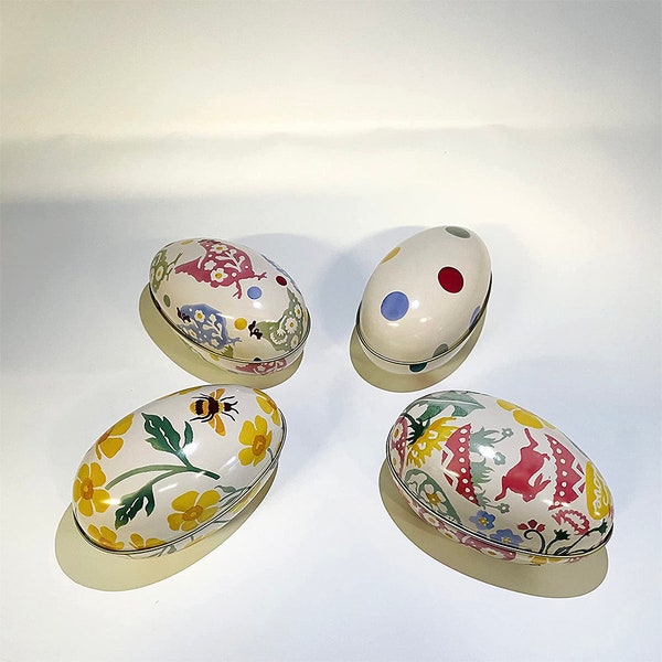 Emma Bridgewater Tin Medium Easter Eggs - 4 different tins in a set Daffodil Dot Hen Rabbit 110 x 67 x 65 mm