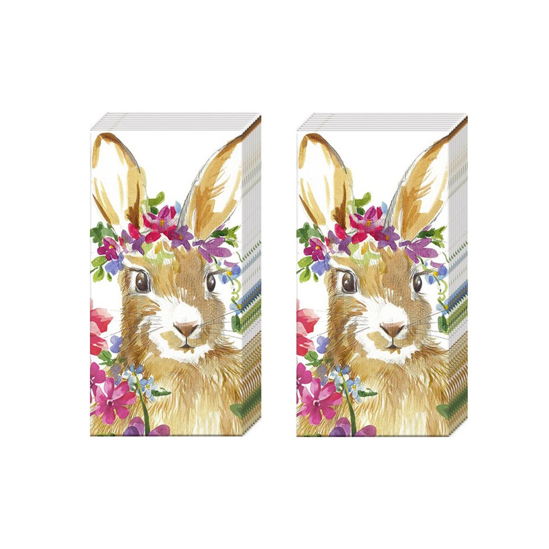 A Rabbit Tissue Isa Rabbit Bunny Flowers Tissues 2 Packs of 10 IHR Tissues 4 Ply 20 Cm ...