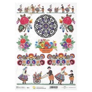Volksbloemen met paastaferelen en manden Rijstpapier ITD A4 Rijstpapier Moerbeipapier voor decoupage 210 x 297 mm Gratis post in VK
