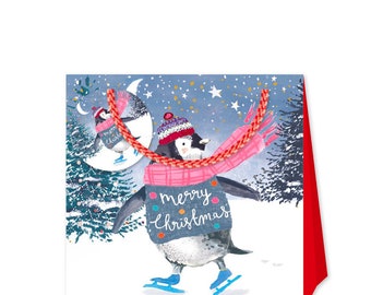 Louise Tiler Merry Christmas Penguin Small Bag -  Size: 130 x 130 x 70mm ribbon