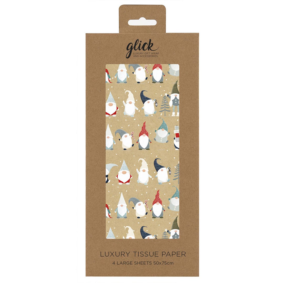 Gonk Gnomes Kraft Christmas Glick Tissue Wrapping Paper 4 Sheets 50 X