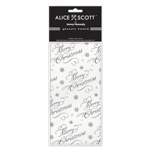 Carta da regalo Alice Scott Merry Christmas 4 fogli 50 x 75 cm piegati in una confezione