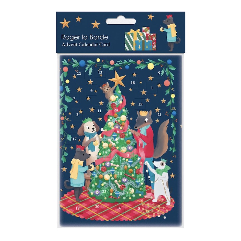 Bow Wow Wow Dog Advent Calendar Card With Envelope 170 X 120mm Roger La