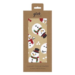 SILLY SNOWMEN KRAFT Christmas Glick 4 fogli di carta velina 50 x 75 cm