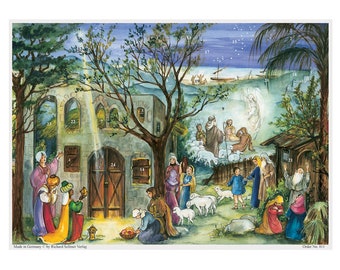 Nativity Richard Sellmer 297 x 210 (A4) Glitter & Translucent Windows Traditional German Advent Calendar