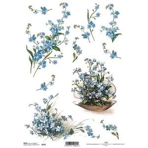 Forget Me Not Blue Flower ITD A4 Papier de riz Papier mûrier pour découpage 210 x 297 mm Envoi gratuit au Royaume-Uni