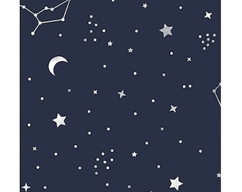 Papel de seda Satinwrap con estampado de estrellas y constelaciones del cielo nocturno. 5 hojas de 50 x 75 cm, dobladas en un paquete.