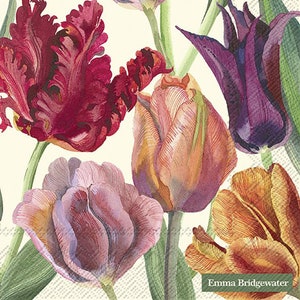 Serviettes de table en papier Tulipes IHR Emma Bridgewater, 33 cm de côté, 3 épaisseurs