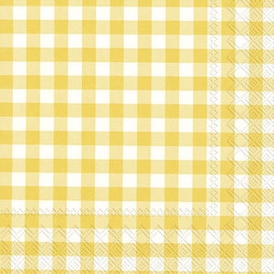 Tovaglioli da tavola in carta Taverna Yellow Check IHR, quadrati da 33 cm, a 3 veli