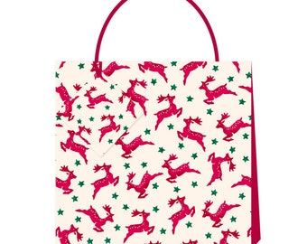 Emma Bridgewater Happy Christmas Reindeer Small Bag -  Size: 130 x 130 x 70mm ribbon