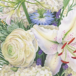 Toalhas de convidados de papel White Blooms Caspari 32 por 39 cm, 15 guardanapos buffet por pacote