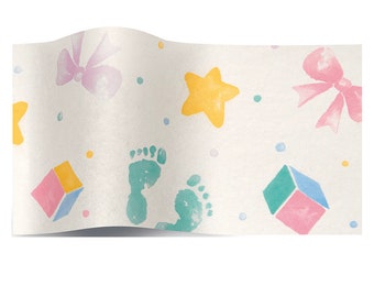 Baby Print Baby Footprints Tissue Wrapping Paper Satinwrap 5 sheets 50 x 75 cm folded into a pack