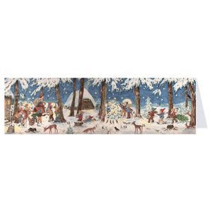 Snowscene Animals Richard Sellmer panoramische midi-adventkaart 305 x 100 mm met 24 kleine deurtjes om te openen