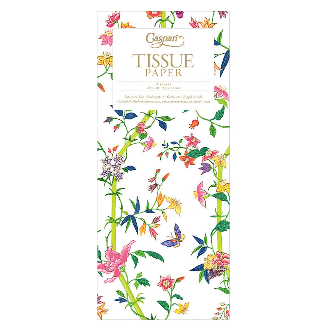 Sprigged White Sprigged Silk Floral Tissue Wrapping Paper 4 Sheets 50 X 76 Cm ...