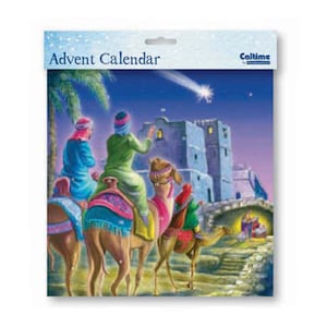 Calendrier de l&#39;Avent religieux de la Nativité, les Trois Rois 23 x 33 cm Caltime avec 24 portes à ouvrir sur le compte à rebours jusqu&#39;à Noël