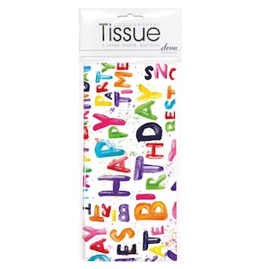 Happy Birthday Bright Tissue Paper 4 Sheets of Deva Tissue Wrapping Paper 70 x 50 cm  gently folded