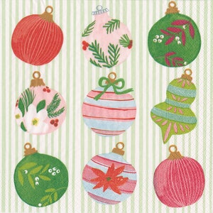 Caspari Painted Ornaments by Lindsay Brackeen Christmas Paper Table Tovaglioli 33 cm quadrati 3 strati