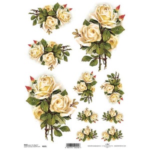 Gele Rozen Bloemen Rijstpapier ITD A4 Rijstpapier Mulberry Papier voor Decoupage 210 x 297 mm Gratis Post in UK