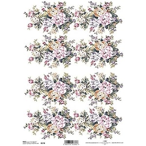 Roze, paarse en oranje bloemen in 8 boeketten ITD A4 rijstpapier Moerbeipapier voor decoupage 210 x 297 mm Gratis post in VK