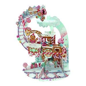 Pendule en forme de train de pain d'épice 3D avec décoration pop-up de cartes de Noël, 39 x 21 x 17 cm Santoro
