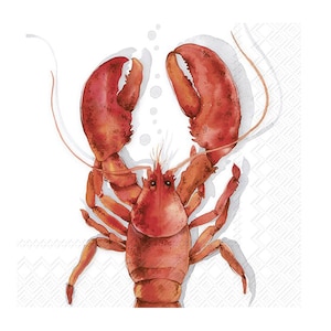 Tovaglioli da tavola in carta Lobester Coral Cocktail Cocktail IHR, 25 cm o 10 pollici quadrati, 3 veli