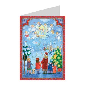 Engelen zingen Richard Sellmer Verlag Traditionele Duitse adventskalenderkaart 105 x 155 mm met Env en 24 kleine deurtjes om te openen