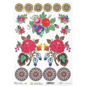 Folk Flowers - Verschillende ontwerpen Rijstpapier ITD A4 Rijstpapier Moerbeipapier voor decoupage 210 x 297 mm Gratis post in VK