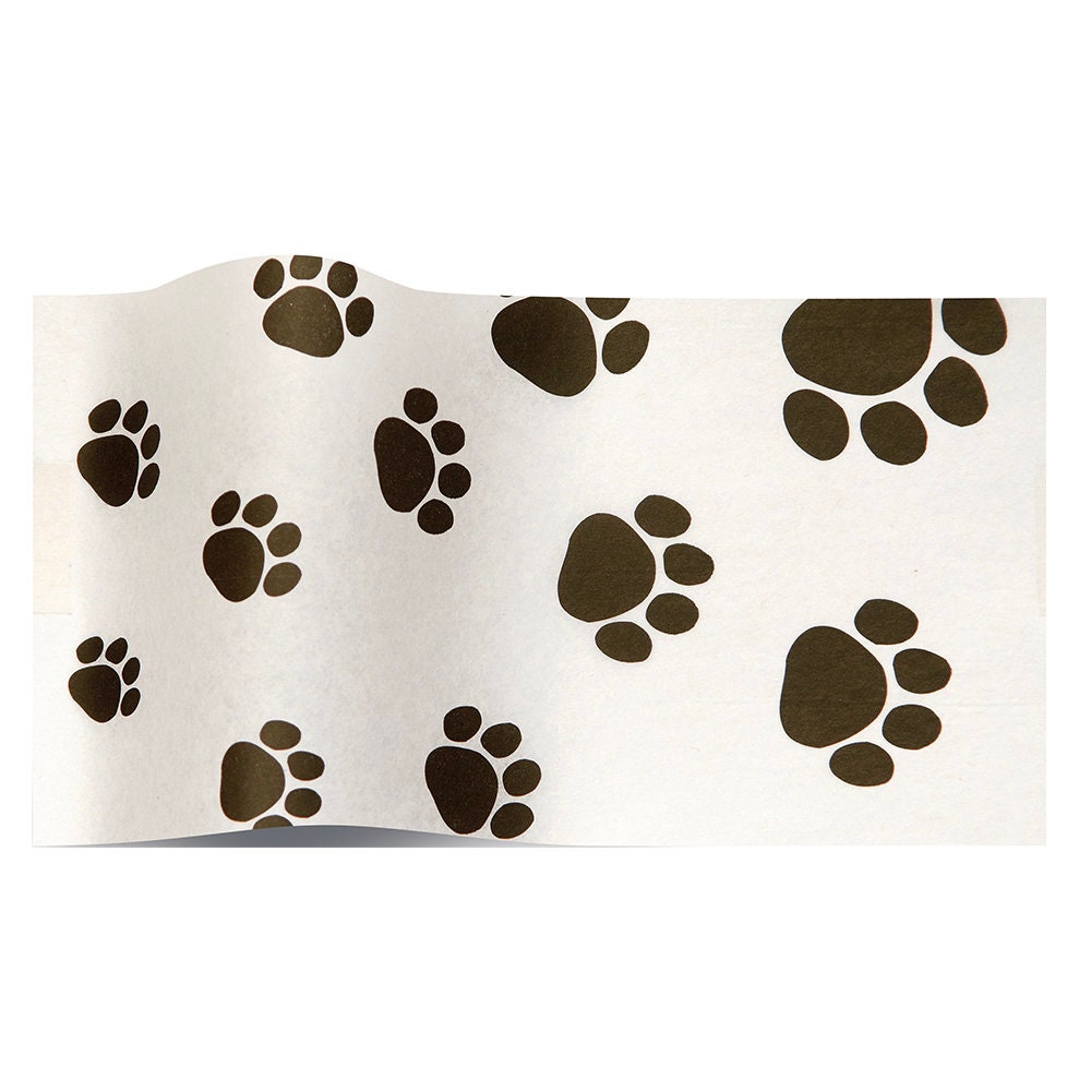 Puppy Paws Tissue Paper Wrap 15x20 or 20x30 Gift Wrap for Dog Lovers Pets  Supplies Black White Kraft Product Packaging Printed Pawprints 