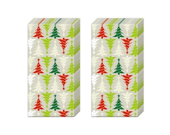 Tree in Line Christmasl Tissues 2 packs of 10 IHR Tissues 4 ply 20 cm square