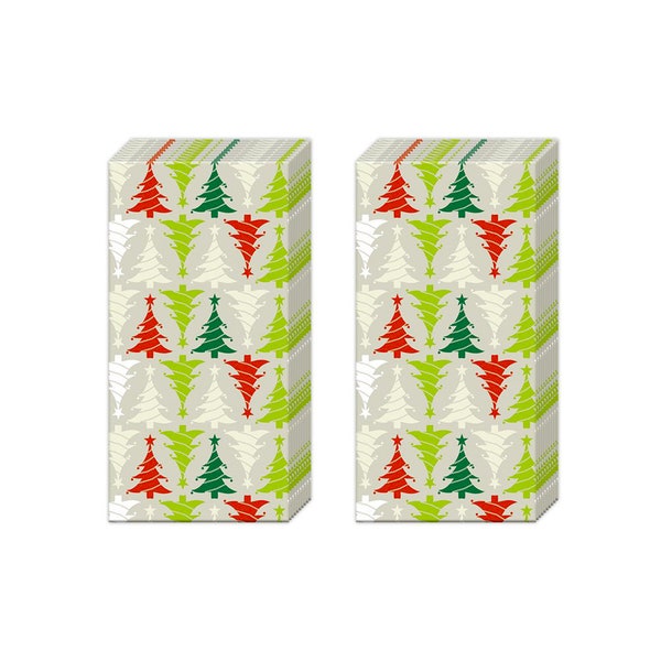 Tree in Line Christmasl Tissues 2 packs of 10 IHR Tissues 4 ply 20 cm square