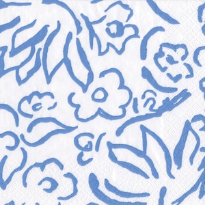 Tovaglioli da tavola in carta blu Caspari Matisse Tillett Textiles, quadrati da 33 cm, a 3 veli