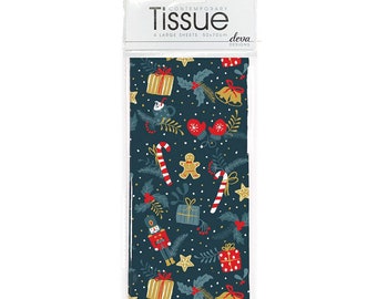 Ginger nd Candy Nutcracker Christmas BlueTissue Deva Tissue Wrapping Paper 4 sheets 50 x 70 cm gently folded