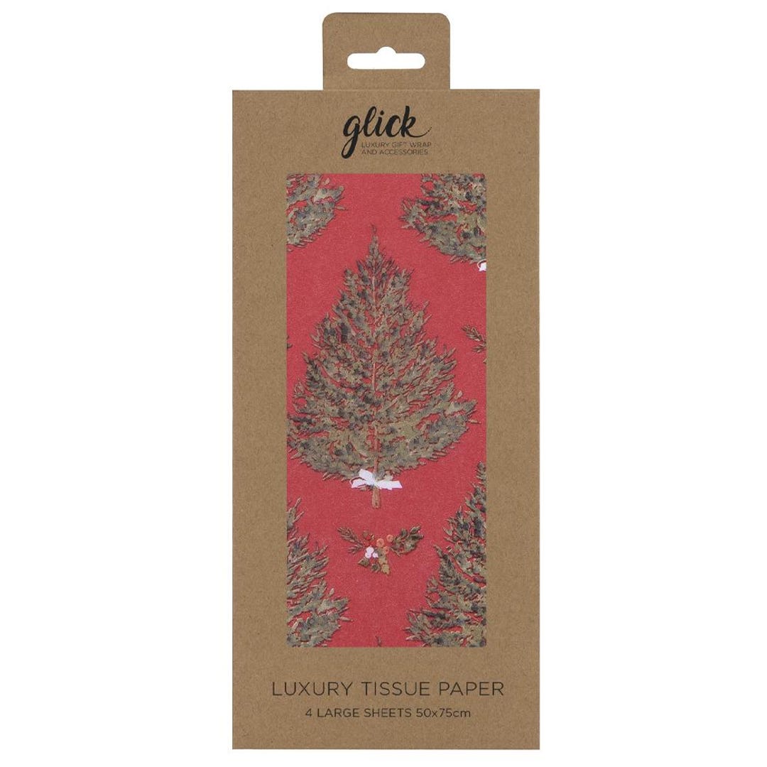 Carta Vellutina Natalizia Glick – Albero Di Pere E Pernici – 4 Fogli 50x75cm