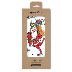 Quentin Blake Santa Skating Christmas Tissue Gift Paper 4 fogli 50 x 70 cm piegati delicatamente