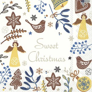 Sweet Christmas White Angels IHR Paper Table Napkins 33 cm square 3 ply lunch napkins