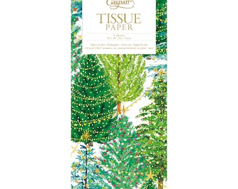 Christmas Trees with Lights Tissue Wrapping Paper 4 sheets 50 x 76 cm folded into a cello pack