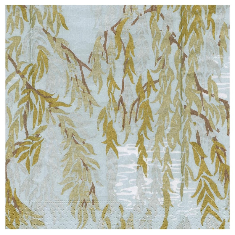 Caspari Willows Silver Cocktail Napkins