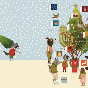 Kerstprocessie Dieren Adventskalenderkaart met envelop 170 x 120 mm Roger la Borde 24 kleine deurtjes om te openen