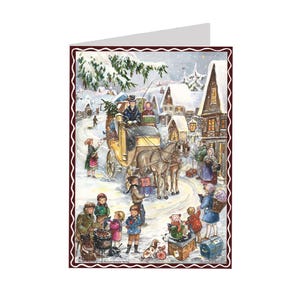 Carrozza trainata da cavalli Richard Sellmer Verlag Calendario dell'Avvento tradizionale tedesco Carta 105 x 155 mm con busta e 24 piccole porte da aprire